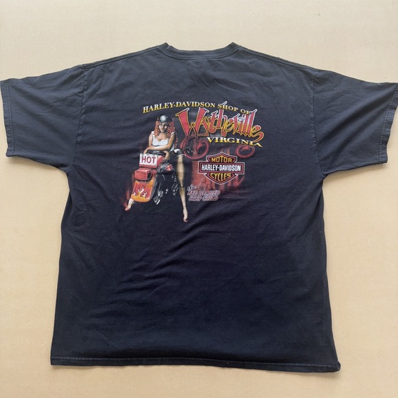 Harley Davidson 2XL Shirt Pin Up Girl Red Head Motorcycle Graphic Virginia XXL - Picture 3 of 7